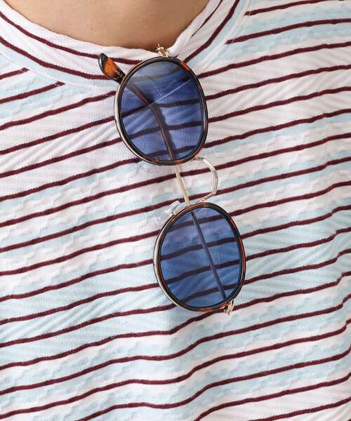 TAKEO KIKUCHI(タケオキクチ)の「◆セル巻 ラウンドサングラス(サングラス・メンズ・ブルー系その他/ブラック・00)」の11枚目の写真