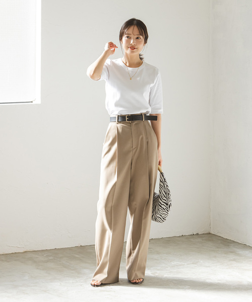 Noble（ノーブル）の「《追加2》スビンコットン5分袖Tシャツ（Tシャツ/カットソー・レディース・ホワイト/ライトグリーン/ブラック/チョコ/ピンク系その他・FREE）」の17枚目の写真