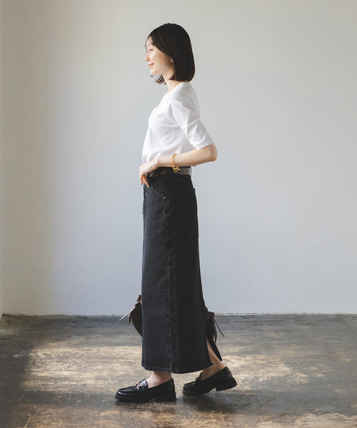 Noble（ノーブル）の「《追加2》スビンコットン5分袖Tシャツ（Tシャツ/カットソー・レディース・ホワイト/ライトグリーン/ブラック/チョコ/ピンク系その他・FREE）」の20枚目の写真