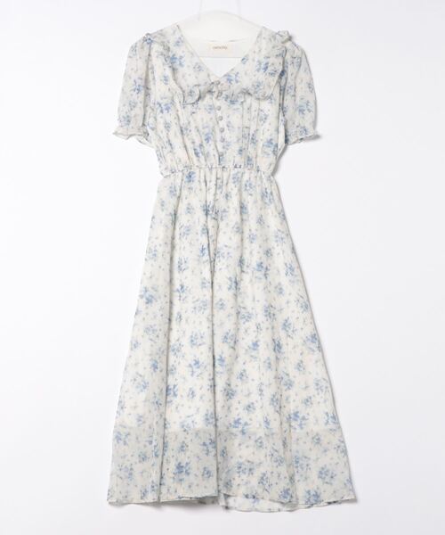 aimoha(アイモハ)の「レトロ風小花柄ワンピース(ワンピース・レディース・ベージュ/パープル・SMALL/MEDIUM/LARGE)」の7枚目の写真