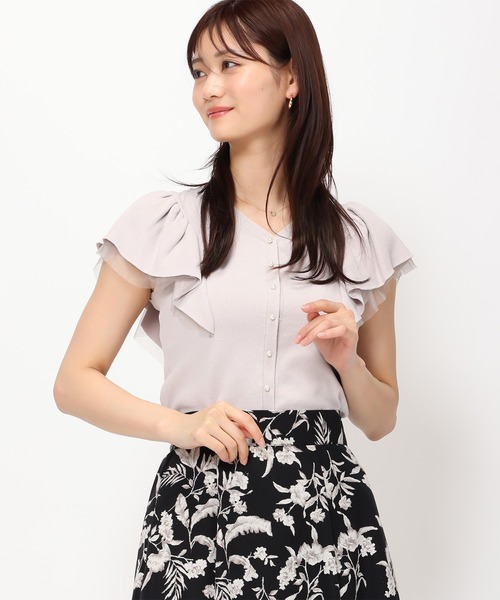 MISCH MASCH（ミッシュマッシュ）の「■2024春夏新作■畔フリル2wayニット/MM428307（ニット/セーター・レディース・ピンク/ホワイト/ライトグレー/ブラック・ﾌﾘ-）」の14枚目の写真