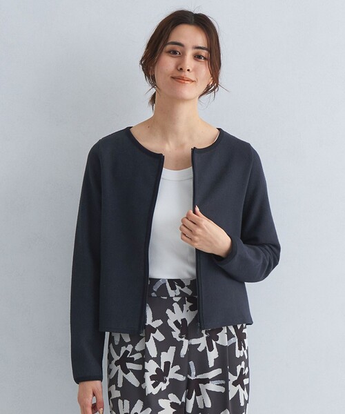 green label relaxing（グリーンレーベルリラクシング）の「メッシュ ジップ カーディガン（カーディガン/ボレロ・レディース・ホワイト/ライム/ネイビー・FREE）」の9枚目の写真