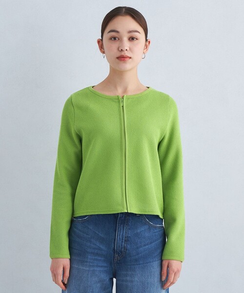 green label relaxing（グリーンレーベルリラクシング）の「メッシュ ジップ カーディガン（カーディガン/ボレロ・レディース・ホワイト/ライム/ネイビー・FREE）」の11枚目の写真