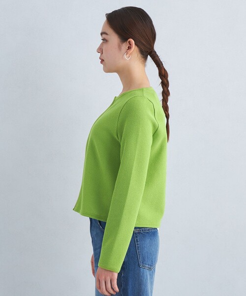 green label relaxing（グリーンレーベルリラクシング）の「メッシュ ジップ カーディガン（カーディガン/ボレロ・レディース・ホワイト/ライム/ネイビー・FREE）」の12枚目の写真