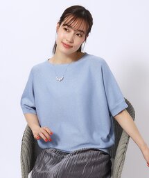 DRESKIP | 【きらっと華やぐ】ラメが大人上品 ドルマンボートネック5分袖ニット(ニット/セーター)