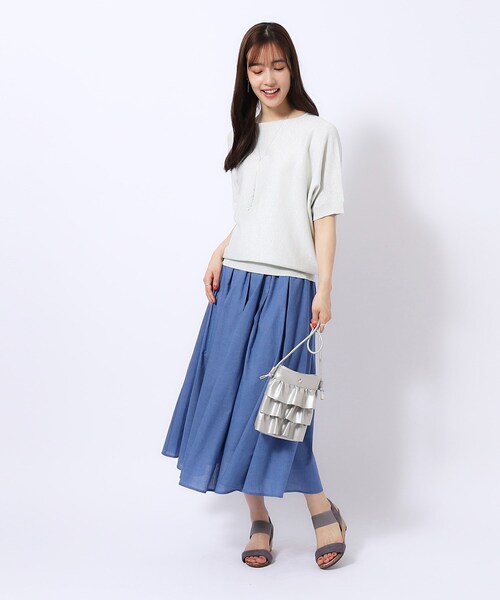 DRESKIP（ドレスキップ）の「◆【きらっと華やぐ】ラメが大人上品 ドルマンボートネック5分袖ニット（ニット/セーター・レディース・ライトブルー/シルバー/ゴールド/イエロー・02/03/04）」の17枚目の写真