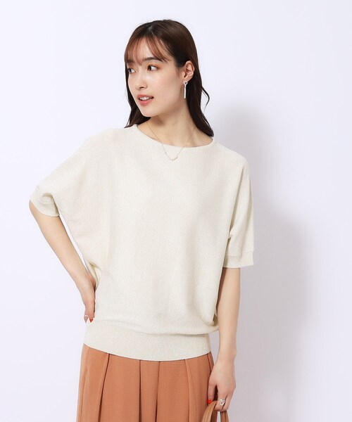 DRESKIP（ドレスキップ）の「◆【きらっと華やぐ】ラメが大人上品 ドルマンボートネック5分袖ニット（ニット/セーター・レディース・ライトブルー/シルバー/ゴールド/イエロー・02/03/04）」の19枚目の写真