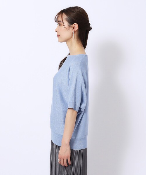 DRESKIP（ドレスキップ）の「◆【きらっと華やぐ】ラメが大人上品 ドルマンボートネック5分袖ニット（ニット/セーター・レディース・ライトブルー/シルバー/ゴールド/イエロー・02/03/04）」の10枚目の写真