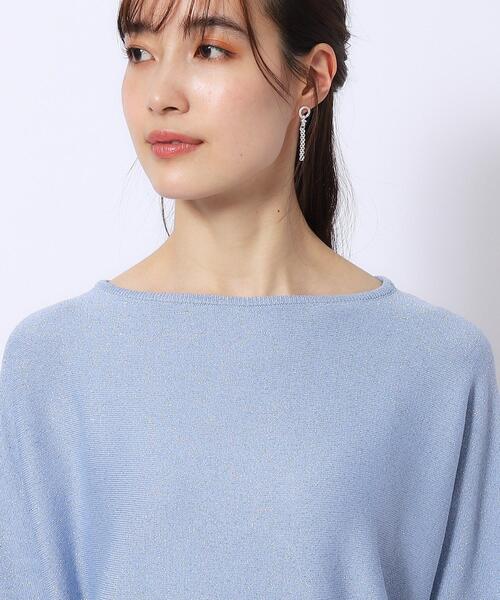 DRESKIP（ドレスキップ）の「◆【きらっと華やぐ】ラメが大人上品 ドルマンボートネック5分袖ニット（ニット/セーター・レディース・ライトブルー/シルバー/ゴールド/イエロー・02/03/04）」の12枚目の写真