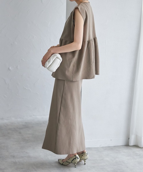 ニット セーター ペプラムニットノースリカーデ レディース Loungedress ニット セーター ペプラムノースリニット