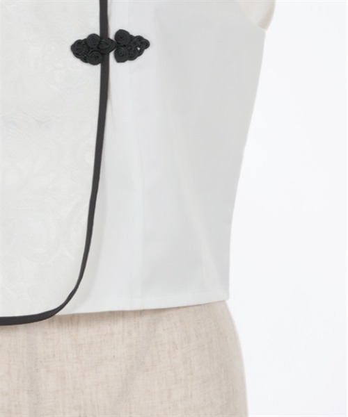 axes femme（アクシーズファム）の「チャイナ風ジャカード切替ベスト（ベスト・レディース・ネイビー/ホワイト/ブラック・FREE）」の10枚目の写真