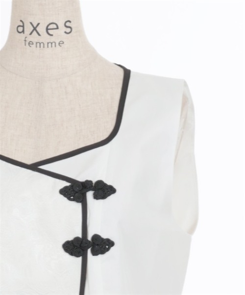 axes femme（アクシーズファム）の「チャイナ風ジャカード切替ベスト（ベスト・レディース・ネイビー/ホワイト/ブラック・FREE）」の14枚目の写真