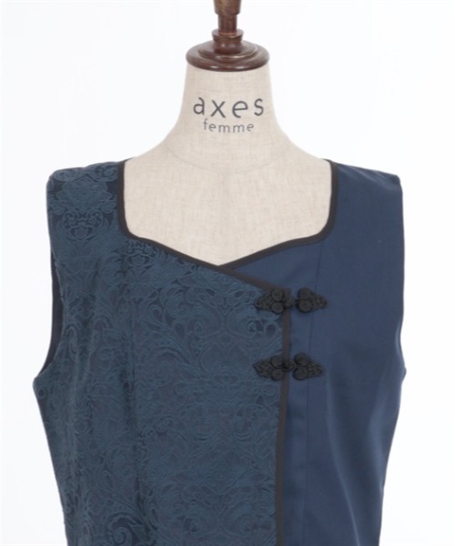 axes femme（アクシーズファム）の「チャイナ風ジャカード切替ベスト（ベスト・レディース・ネイビー/ホワイト/ブラック・FREE）」の18枚目の写真