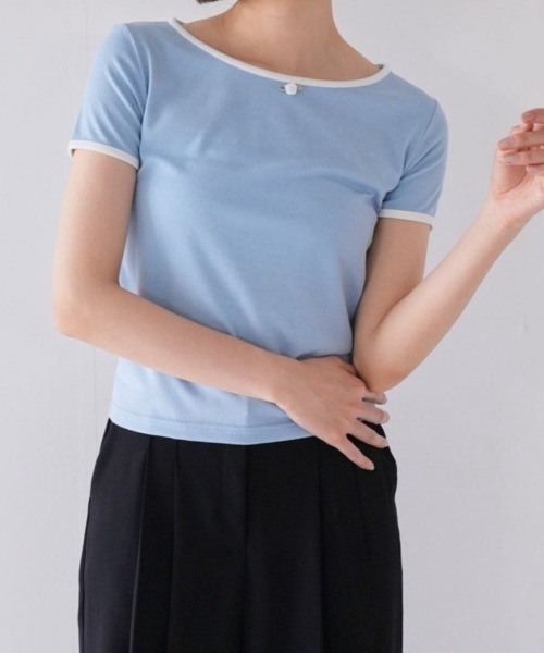 Uenui（ウニュイ）の「リンガー ローズ Tシャツ ワンポイント（Tシャツ/カットソー・レディース・ブルー/ブラック/ホワイト・FREE）」の3枚目の写真