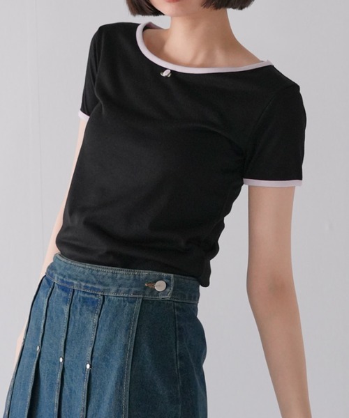 Uenui（ウニュイ）の「リンガー ローズ Tシャツ ワンポイント（Tシャツ/カットソー・レディース・ブルー/ブラック/ホワイト・FREE）」の2枚目の写真