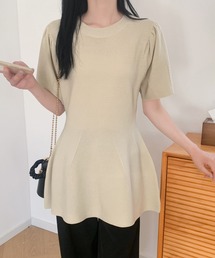 Diosfront（ディオスフロント）の「ペプラム半袖サマーニット（ニット/セーター）」