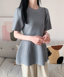 Diosfront（ディオスフロント）の「ペプラム半袖サマーニット（ニット/セーター）」