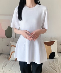 Diosfront（ディオスフロント）の「ペプラム半袖サマーニット（ニット/セーター）」