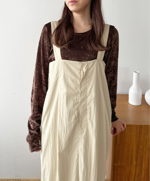 Olu.（オルドット）の「ハイウエストジャンパースカート（ジャンパースカート・レディース・チャコールグレー/カーキ/ベージュ・FREE）」の9枚目の写真