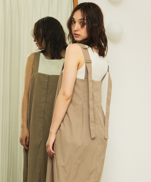 ハイウエストジャンパースカート She's Closet ジャンパースカート ハイウエストフロントジップ