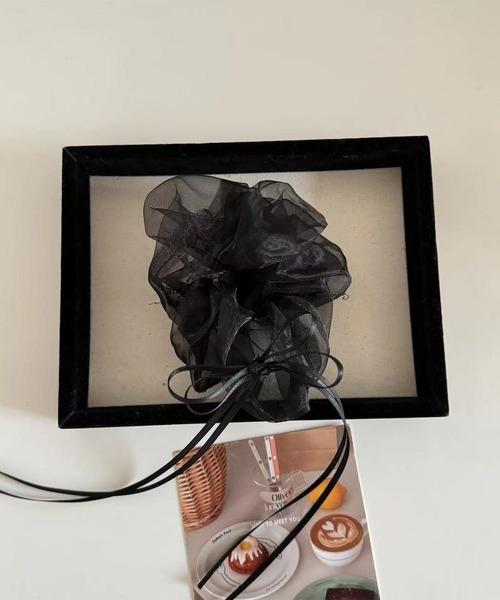 leune（ルネ）の「リボンハングシアービッグシュシュ（シュシュ・レディース・ブラック/ホワイト/ピンク・FREE）」の2枚目の写真