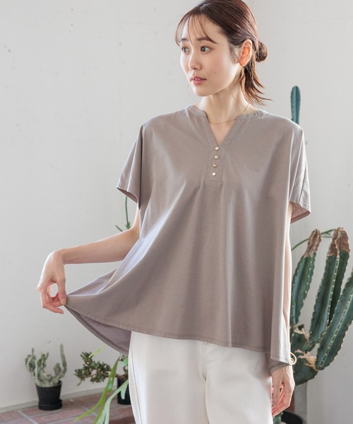 GLOBAL WORK（グローバルワーク）の「快適フレアスキッパーT/992264（Tシャツ/カットソー・レディース・ブラック/アッシュブラウン/ミント/ライトグレー・MEDIUM/LARGE）」の3枚目の写真