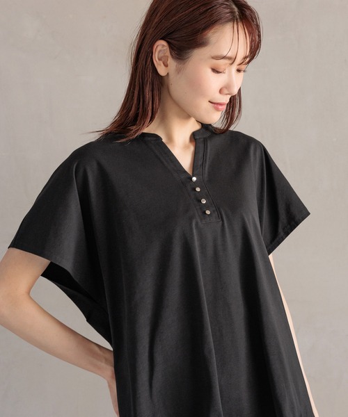 GLOBAL WORK（グローバルワーク）の「快適フレアスキッパーT/992264（Tシャツ/カットソー・レディース・ブラック/アッシュブラウン/ミント/ライトグレー・MEDIUM/LARGE）」の2枚目の写真