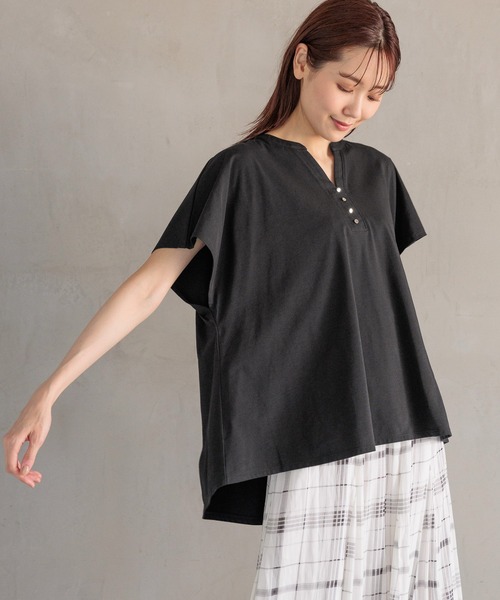 GLOBAL WORK（グローバルワーク）の「快適フレアスキッパーT/992264（Tシャツ/カットソー・レディース・ブラック/アッシュブラウン/ミント/ライトグレー・MEDIUM/LARGE）」の15枚目の写真