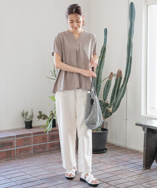 GLOBAL WORK（グローバルワーク）の「快適フレアスキッパーT/992264（Tシャツ/カットソー・レディース・ブラック/アッシュブラウン/ミント/ライトグレー・MEDIUM/LARGE）」の12枚目の写真