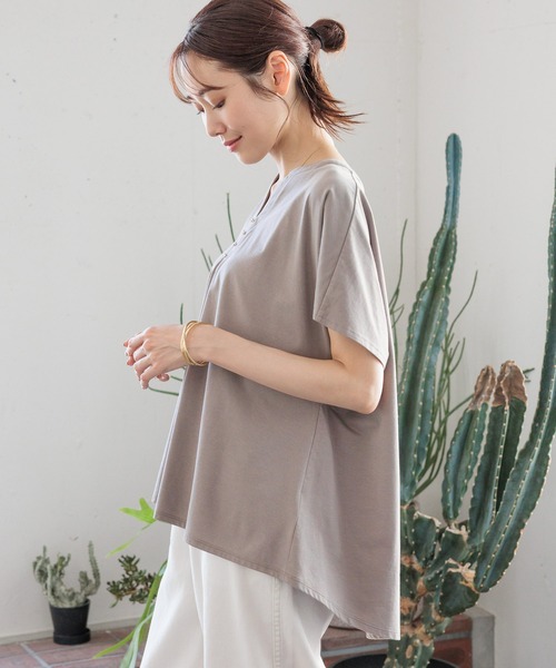 GLOBAL WORK（グローバルワーク）の「快適フレアスキッパーT/992264（Tシャツ/カットソー・レディース・ブラック/アッシュブラウン/ミント/ライトグレー・MEDIUM/LARGE）」の9枚目の写真