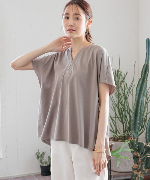 GLOBAL WORK（グローバルワーク）の「快適フレアスキッパーT/992264（Tシャツ/カットソー・レディース・ブラック/アッシュブラウン/ミント/ライトグレー・MEDIUM/LARGE）」の7枚目の写真