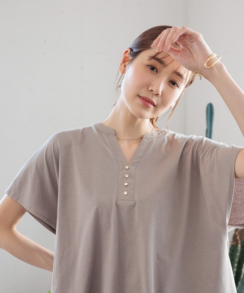 GLOBAL WORK（グローバルワーク）の「快適フレアスキッパーT/992264（Tシャツ/カットソー・レディース・ブラック/アッシュブラウン/ミント/ライトグレー・MEDIUM/LARGE）」の6枚目の写真