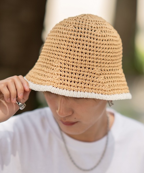 improves（インプローブス）の「ポリエステル素材 クロシェハット（ハット・メンズ・ホワイト/ベージュ/ブラック/アイボリー・FREE）」の4枚目の写真