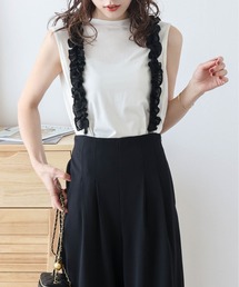シフォンフリルストラップ タックパンツ