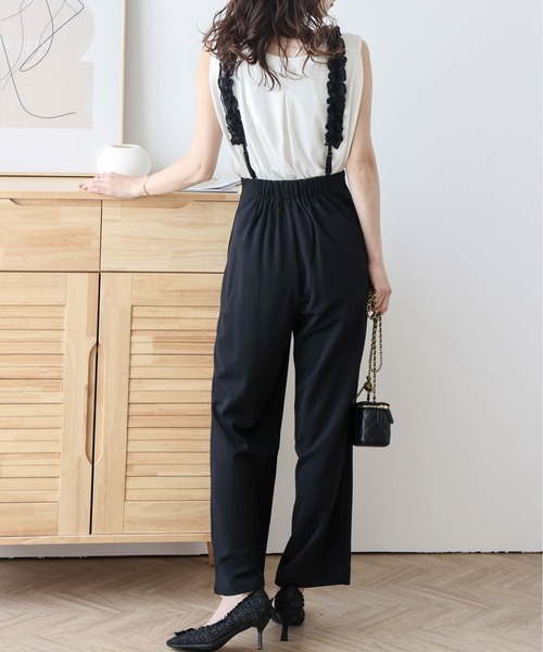セットアップ シフォンシャツ フリル ストラップパンツ セットアップ シフォンシャツ フリル ストラップパンツ