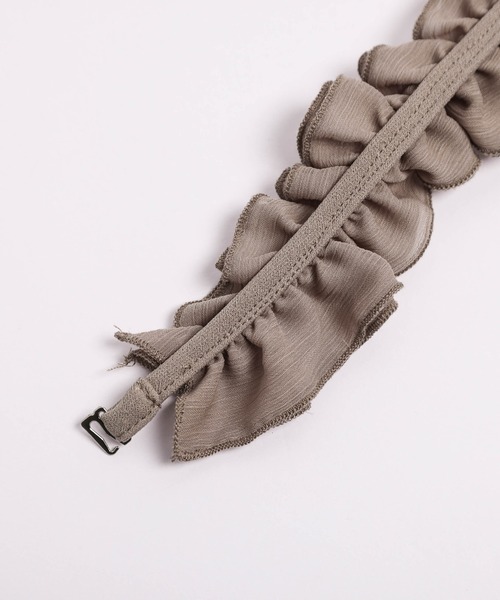セットアップ シフォンシャツ フリル ストラップパンツ シフォンフリルセットアップ(トップス＆ボトムセット