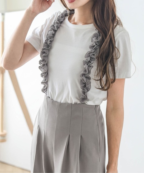 セットアップ シフォンシャツ フリル ストラップパンツ セットアップ シフォンシャツ フリル ストラップパンツ