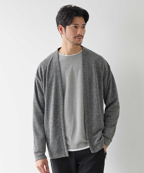 UNION STATION（ユニオンステーション）の「メランジブークレボタンレスカーディガン（カーディガン/ボレロ・メンズ・ベージュ/ホワイト×ブラック/ブラック・L/M/LL）」の4枚目の写真