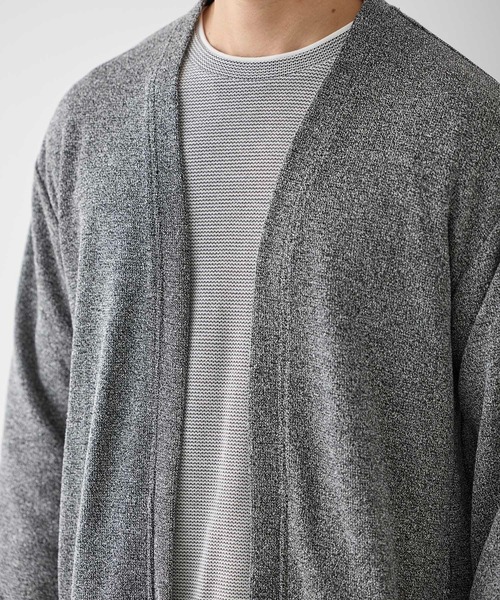 UNION STATION（ユニオンステーション）の「メランジブークレボタンレスカーディガン（カーディガン/ボレロ・メンズ・ベージュ/ホワイト×ブラック/ブラック・L/M/LL）」の7枚目の写真