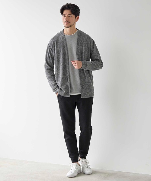 UNION STATION（ユニオンステーション）の「メランジブークレボタンレスカーディガン（カーディガン/ボレロ・メンズ・ベージュ/ホワイト×ブラック/ブラック・L/M/LL）」の8枚目の写真