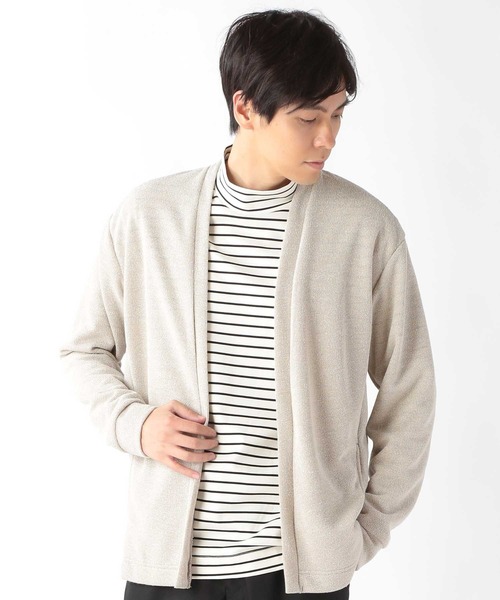 UNION STATION（ユニオンステーション）の「メランジブークレボタンレスカーディガン（カーディガン/ボレロ・メンズ・ベージュ/ホワイト×ブラック/ブラック・L/M/LL）」の15枚目の写真