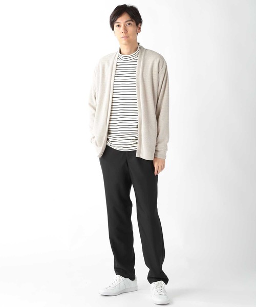 UNION STATION（ユニオンステーション）の「メランジブークレボタンレスカーディガン（カーディガン/ボレロ・メンズ・ベージュ/ホワイト×ブラック/ブラック・L/M/LL）」の9枚目の写真
