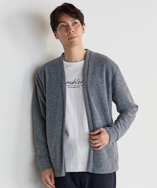 UNION STATION（ユニオンステーション）の「メランジブークレボタンレスカーディガン（カーディガン/ボレロ・メンズ・ベージュ/ホワイト×ブラック/ブラック・L/M/LL）」の10枚目の写真