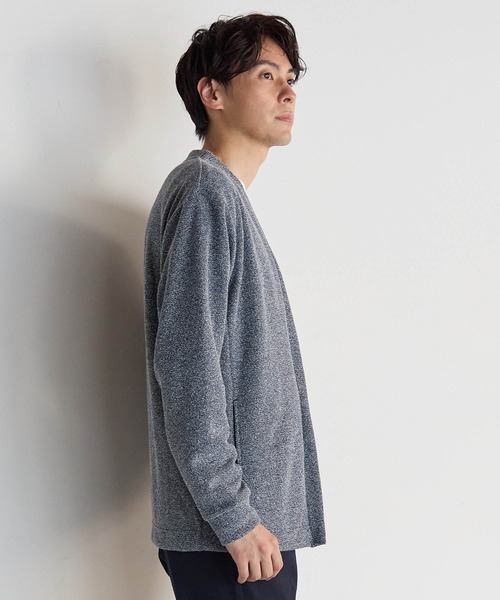 UNION STATION（ユニオンステーション）の「メランジブークレボタンレスカーディガン（カーディガン/ボレロ・メンズ・ベージュ/ホワイト×ブラック/ブラック・L/M/LL）」の11枚目の写真