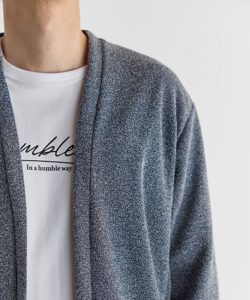 UNION STATION（ユニオンステーション）の「メランジブークレボタンレスカーディガン（カーディガン/ボレロ・メンズ・ベージュ/ホワイト×ブラック/ブラック・L/M/LL）」の13枚目の写真