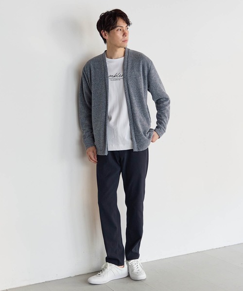 UNION STATION（ユニオンステーション）の「メランジブークレボタンレスカーディガン（カーディガン/ボレロ・メンズ・ベージュ/ホワイト×ブラック/ブラック・L/M/LL）」の14枚目の写真