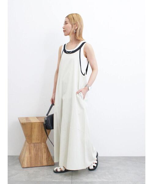 Samansa Mos2 blue（サマンサモスモスブルー）の「◎リネン混アメリカンスリーブワンピース（ワンピース・レディース・イエロー/ブラック/キナリ・F）」の19枚目の写真