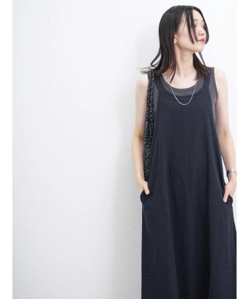 Samansa Mos2 blue（サマンサモスモスブルー）の「◎リネン混アメリカンスリーブワンピース（ワンピース・レディース・イエロー/ブラック/キナリ・F）」の4枚目の写真