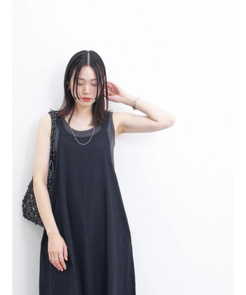 Samansa Mos2 blue（サマンサモスモスブルー）の「◎リネン混アメリカンスリーブワンピース（ワンピース・レディース・イエロー/ブラック/キナリ・F）」の5枚目の写真