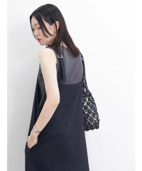 Samansa Mos2 blue（サマンサモスモスブルー）の「◎リネン混アメリカンスリーブワンピース（ワンピース・レディース・イエロー/ブラック/キナリ・F）」の6枚目の写真